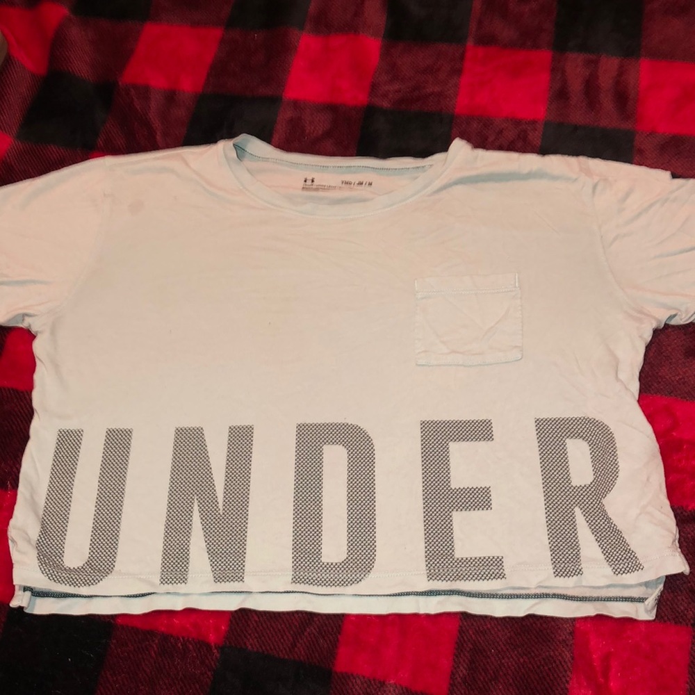 teal under armor crop tee